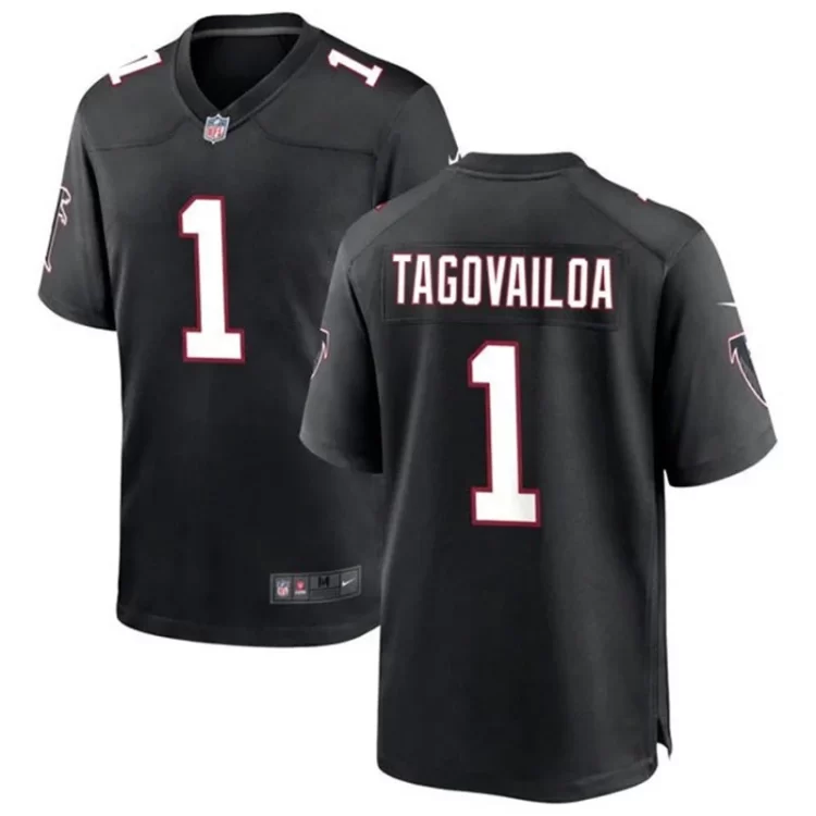 Men's Atlanta Falcons #1 Tua Tagovailoa Nike Black Throwback Limited Jersey