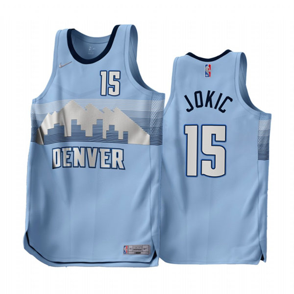 Mens Denver Nuggets #15 Nikola Jokic Blue 2022-23 Earned Edition Swingman Jersey