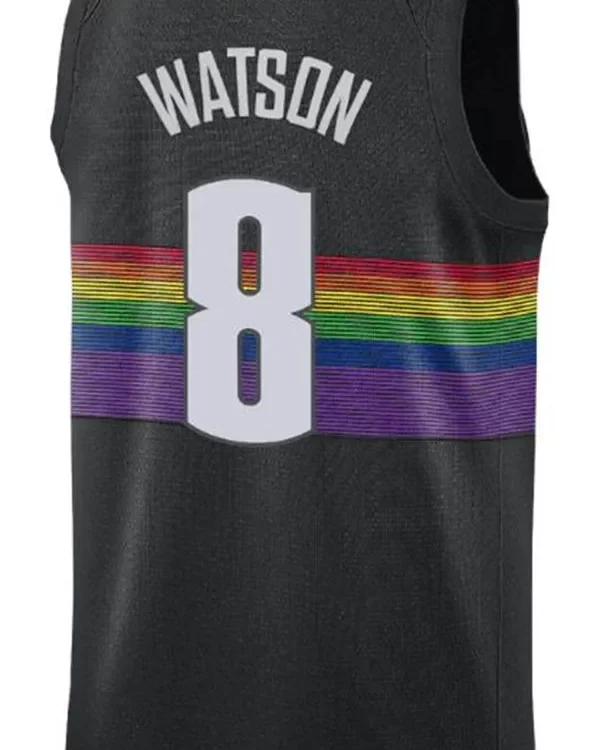 Mens Denver Nuggets #8 Peyton Watson Black 2025-26 City Edition Swingman Jersey