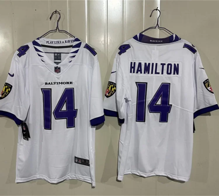 Men's Baltimore Ravens #14 Kyle Hamilton Nike 2026 Next Flight White Vapor Vapor F.U.S.E Limited Jersey