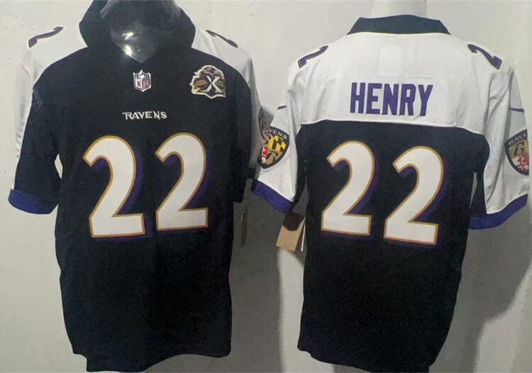 Mens Baltimore Ravens #22 Derrick Henry Black White Gratitude F.U.S.E. Limited Jersey