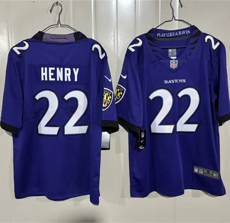 Mens Baltimore Ravens #22 Derrick Henry Nike 2026 Next Flight Purple Vapor F.U.S.E Limited Jersey