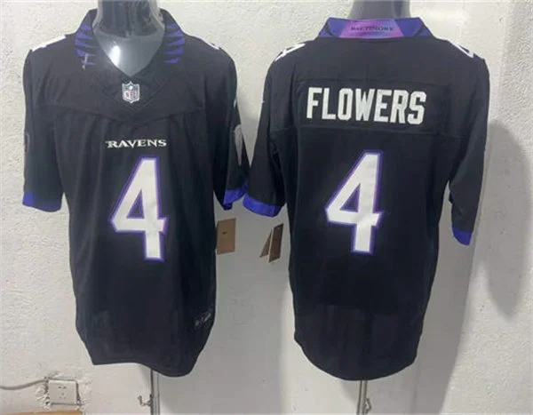 Men's Baltimore Ravens #4 Zay Flowers Nike 2026 Next Flight Black Alternate Vapor F.U.S.E Limited Jersey
