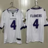Men's Baltimore Ravens #4 Zay Flowers Nike 2026 Next Flight White Vapor Vapor F.U.S.E Limited Jersey