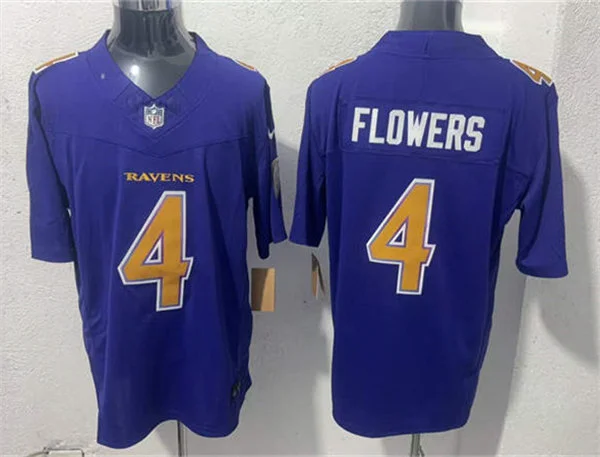 Men's Baltimore Ravens #4 Zay Flowers Nike Purple Alternate Vapor F.U.S.E  2026 Next Flight  Jersey
