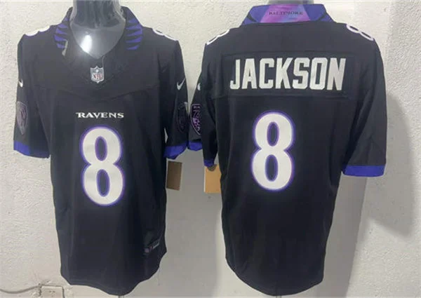 Men's Baltimore Ravens #8 Lamar Jackson Nike Black 2026 Next Flight Vapor F.U.S.E. Limited Jersey