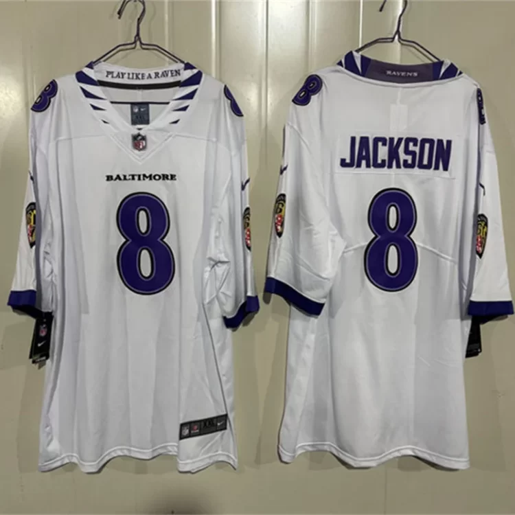 Men's Baltimore Ravens #8 Lamar Jackson Nike White 2026 Next Flight Vapor F.U.S.E. Limited Jersey
