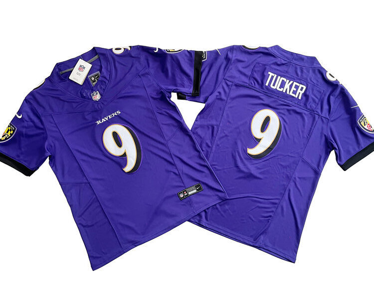 Mens Baltimore Ravens #9 Justin Tucker Nike Purple  2023 F.U.S.E. Vapor Limited Jersey