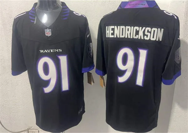 Mens Baltimore Ravens #91 Trey Hendrickson Nike 2026 Next Flight Black Alternate Vapor F.U.S.E Limited Jersey