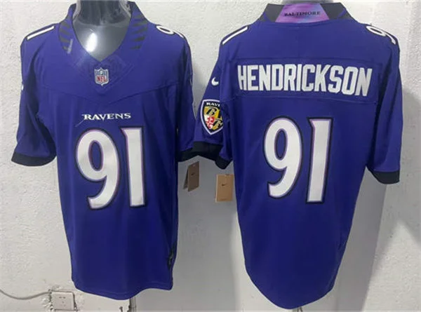 Mens Baltimore Ravens #91 Trey Hendrickson Nike 2026 Next Flight Purple Vapor F.U.S.E Limited Jersey
