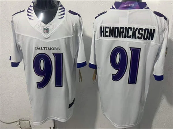 Mens Baltimore Ravens #91 Trey Hendrickson Nike 2026 Next Flight White Vapor Vapor F.U.S.E Limited Jersey