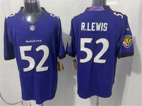 Mens Baltimore Ravens Retired Player #52 Ray Lewis Nike 2026 Next Flight Purple Vapor F.U.S.E Limited Jersey