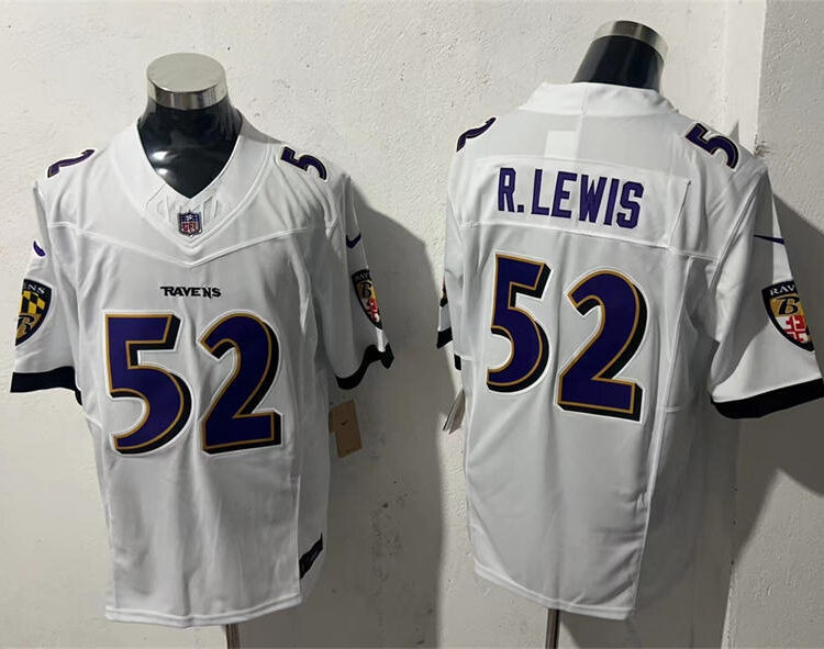 Men's Baltimore Ravens Retired Player #52 Ray Lewis Nike White Vapor Vapor F.U.S.E Limited Jersey