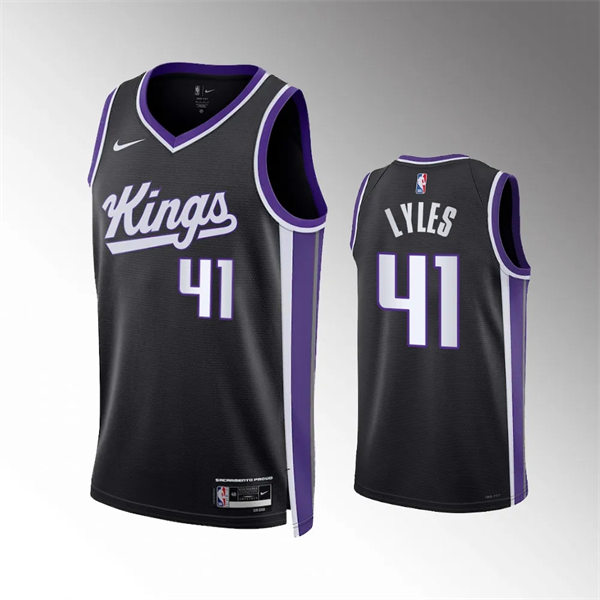 Mens Sacramento Kings #41 Trey Lyles 2023-24 Black Icon Edition Player Jersey