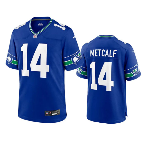 Mens Seattle Seahawks #14 DK Metcalf Royal 190s Retro F.U.S.E. Limited Jersey