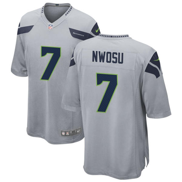 Men's Seattle Seahawks #7 Uchenna Nwosu Nike Gray Alternate Vapor Limited Jersey