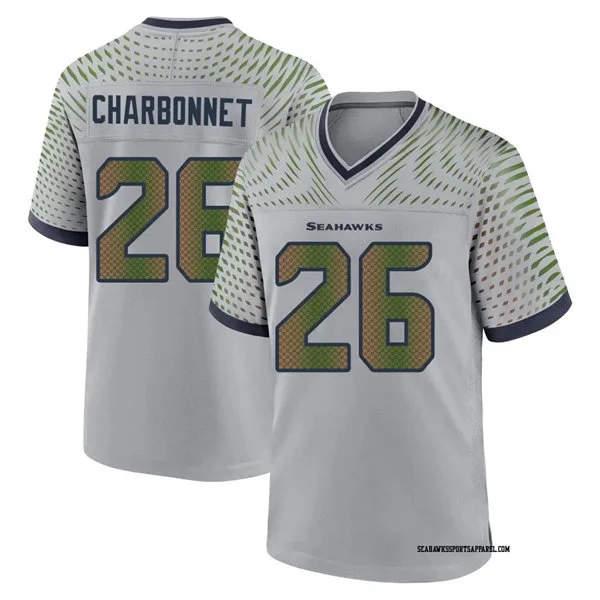 Men's Seattle Seahawks #26 Zach Charbonnet Nike Vapor F.U.S.E. Limited Soundwaves Rivalry Series Jersey