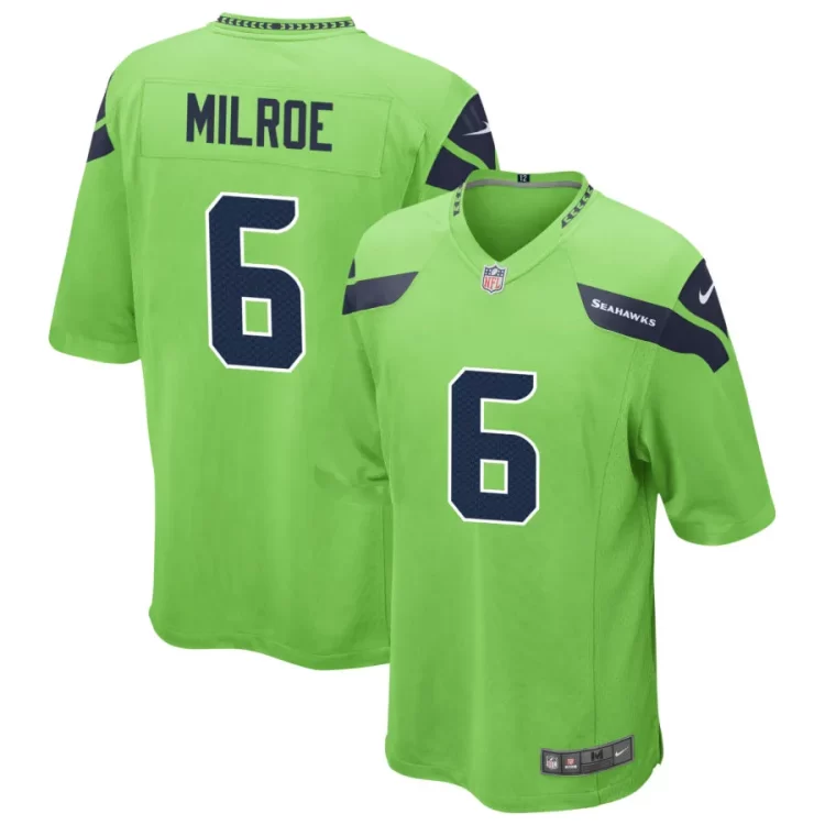 Men's Seattle Seahawks #6 Jalen Milroe Nike Neon Green Alternate Vapor F.U.S.E. Limited Jersey