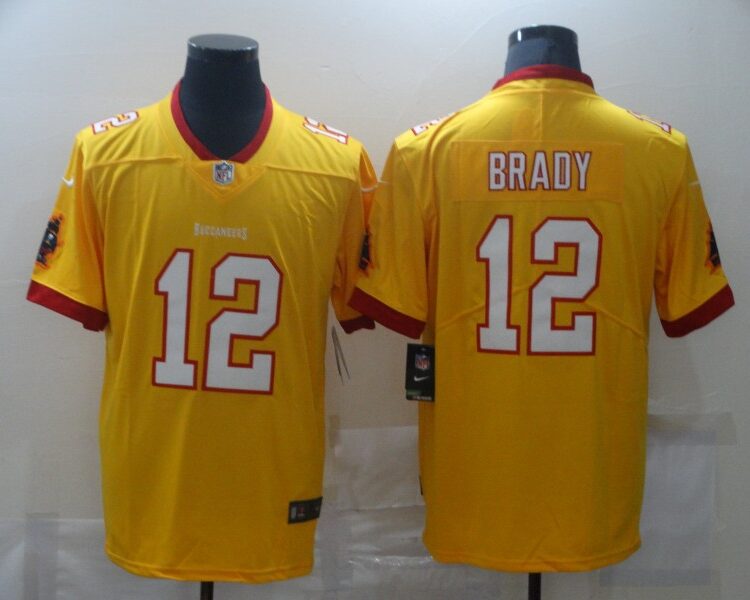 Men's Tampa Bay Buccaneers #12 Tom Brady Nike Yellow Throwback style Jersey