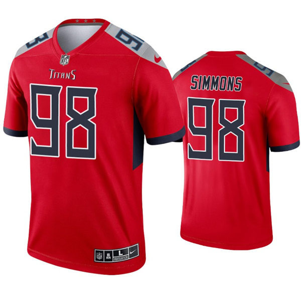 Mens Tennessee Titans #98 Jeffery Simmons Nike Red Inverted Legend Jersey