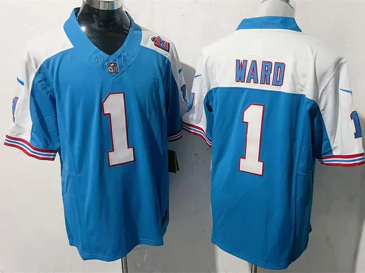 Mens Tennessee Titans #1 Cam Ward Blue White Gratitude F.U.S.E. Limited Jersey