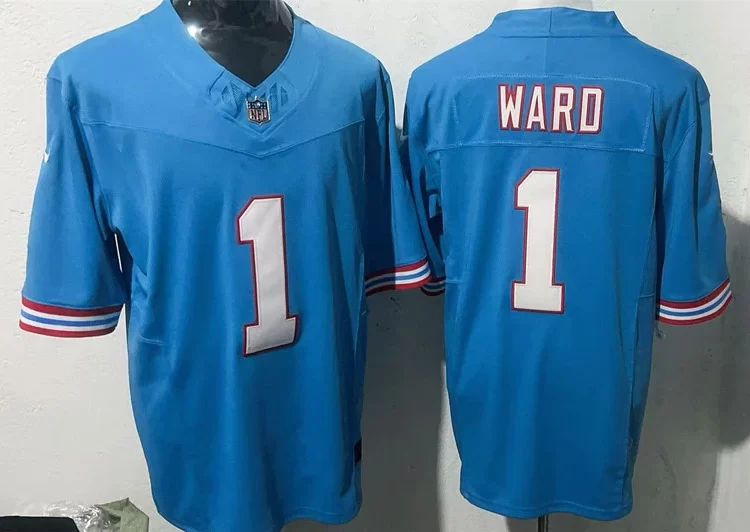 Mens Tennessee Titans #1 Cam Ward Nike Light Blue Oilers Throwback Vapor F.U.S.E. Limited Jersey