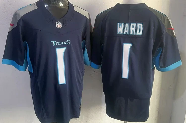 Mens Tennessee Titans #1 Cam Ward Nike Navy Vapor F.U.S.E. Limited Jersey