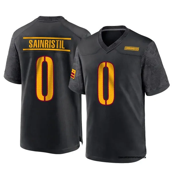 Mens Washington Commanders #0 Mike Sainristil Black Alternate Vapor Limited Jersey