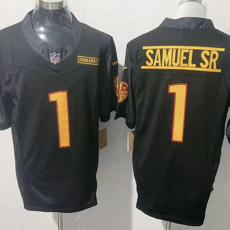 Mens Washington Commanders #1 Deebo Samuel Black Alternate Vapor Limited Jersey