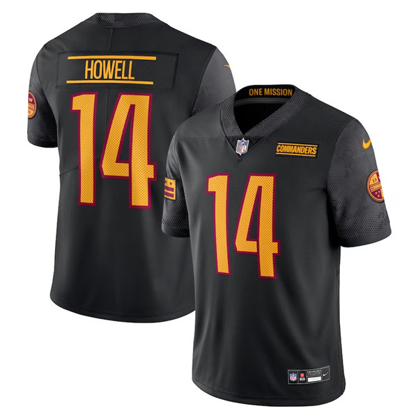 Mens Washington Commanders #14 Sam Howell Black Alternate Vapor Limited Jersey
