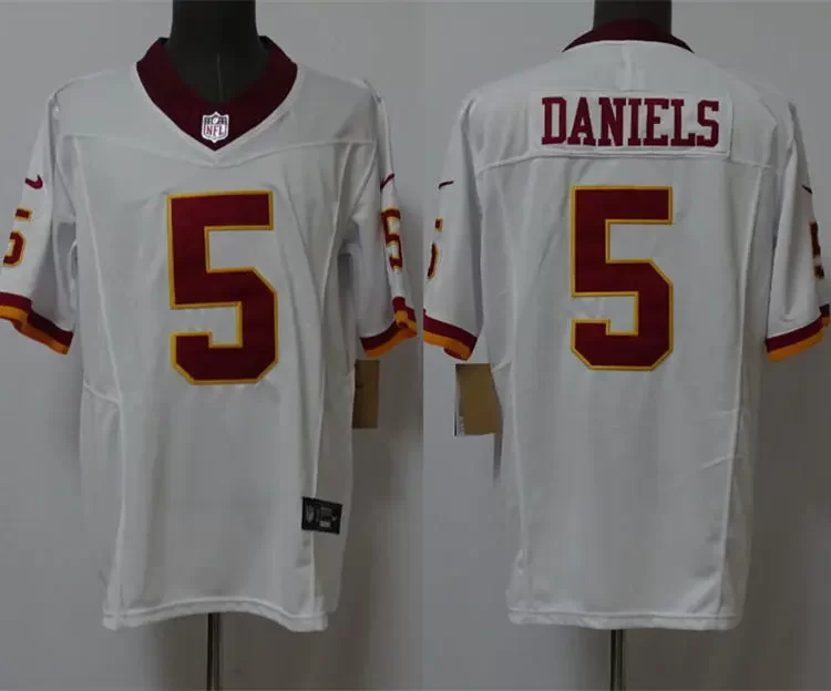 Mens Washington Commanders #5 Jayden Daniels White REDSKINS ERA Retro Nike Vapor F.U.S.E. Limited Jersey