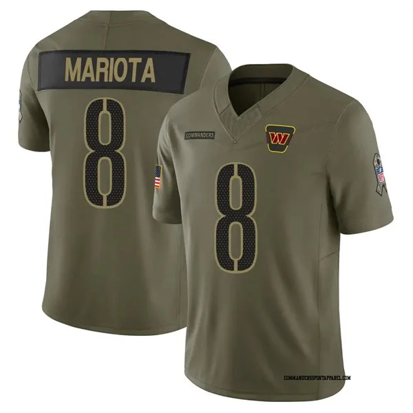 Mens Washington Commanders #8 Marcus Mariota Nike 2025 Salute to Service Limited Jersey - Olive