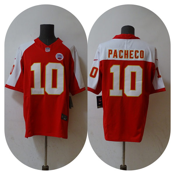 Men's Kansas City Chiefs #10 Isiah Pacheco Red White Gratitude F.U.S.E. Vapor Limited Jersey