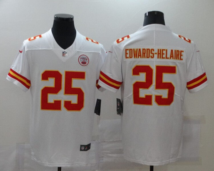 Men's Kansas City Chiefs #25  Clyde Edwards-Helaire  Nike White Game Football Jersey