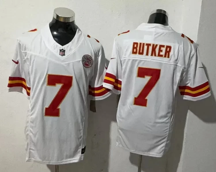 Men's Kansas City Chiefs #7 Harrison Butker Nike White F.U.S.E. Vapor Limited Jersey