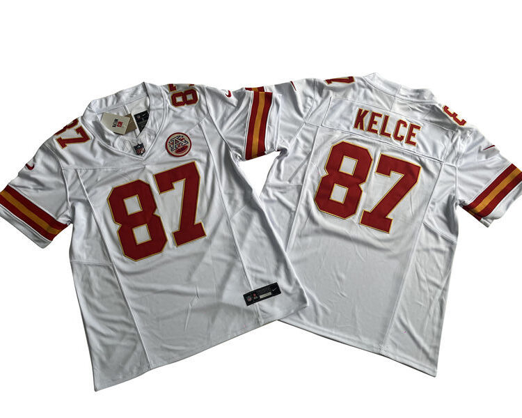 Men's Kansas City Chiefs #87 Travis Kelce White Nike 2023 Vapor F.U.S.E. Limited Jersey