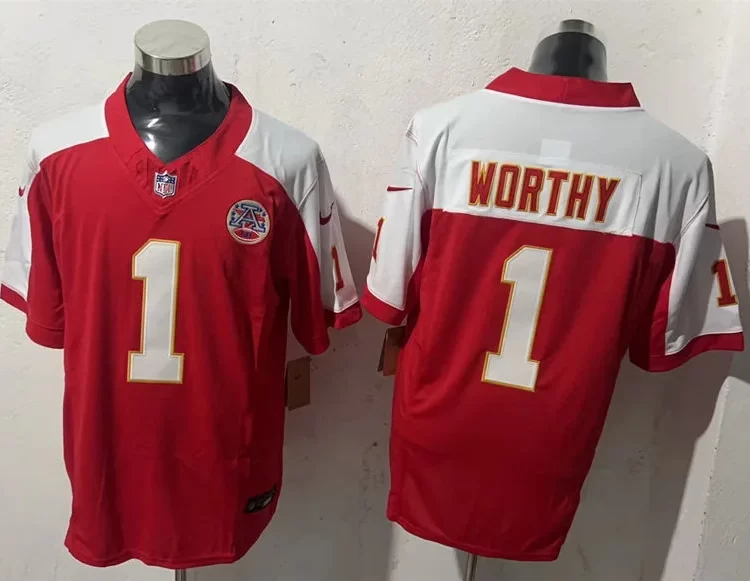 Men's Kansas City Chiefs #1 Xavier Worthy Red White Gratitude F.U.S.E. Vapor Limited Jersey