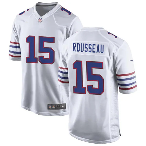Mens Buffalo Bills #15 Gregory Rousseau Nike White Alternate Retro Vapor Limited Jersey