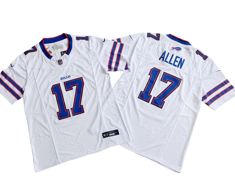 Men's Buffalo Bills #17 Josh Allen Nike White Vapor F.U.S.E. Limited Jersey