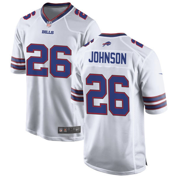 Mens Buffalo Bills #26 Ty Johnson Nike White Away Vapor Limited Jersey