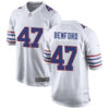 Mens Buffalo Bills #47 Christian Benford Nike White Alternate Retro Vapor Limited Jersey