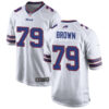 Mens Buffalo Bills #79 Spencer Brown Nike White Away Vapor Limited Jersey