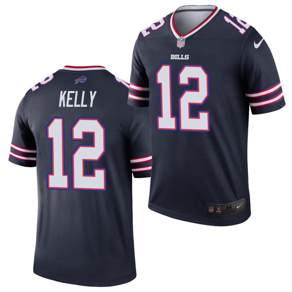 Mens Buffalo Bills Retired Player #12 Jim Kelly Nike Navy Inverted Legend Jersey
