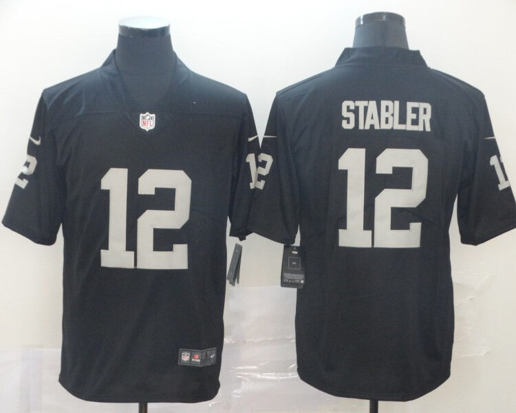 Men's Las Vegas Raiders Retired Player #12 Ken Stabler Nike Black Football Game Jersey