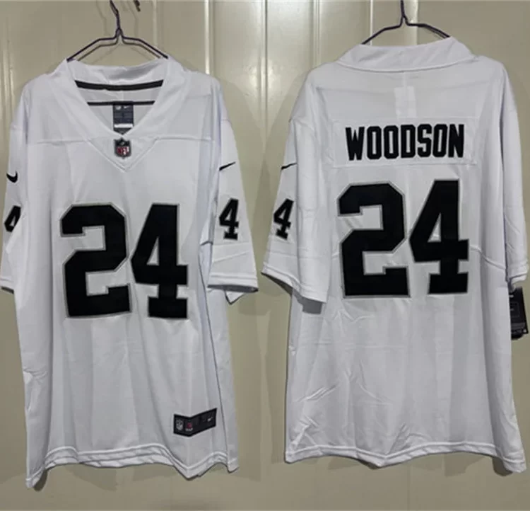 Men's Oakland Raiders #24 Charles Woodson Nike White Vapor Limited Jersey