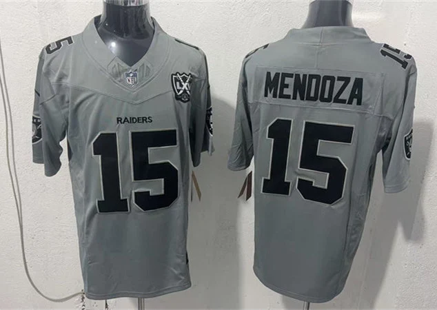 Men's Las Vegas Raiders #15 Fernando Mendoza Gray 65TH Anniversary Gratitude F.U.S.E. Limited Jersey