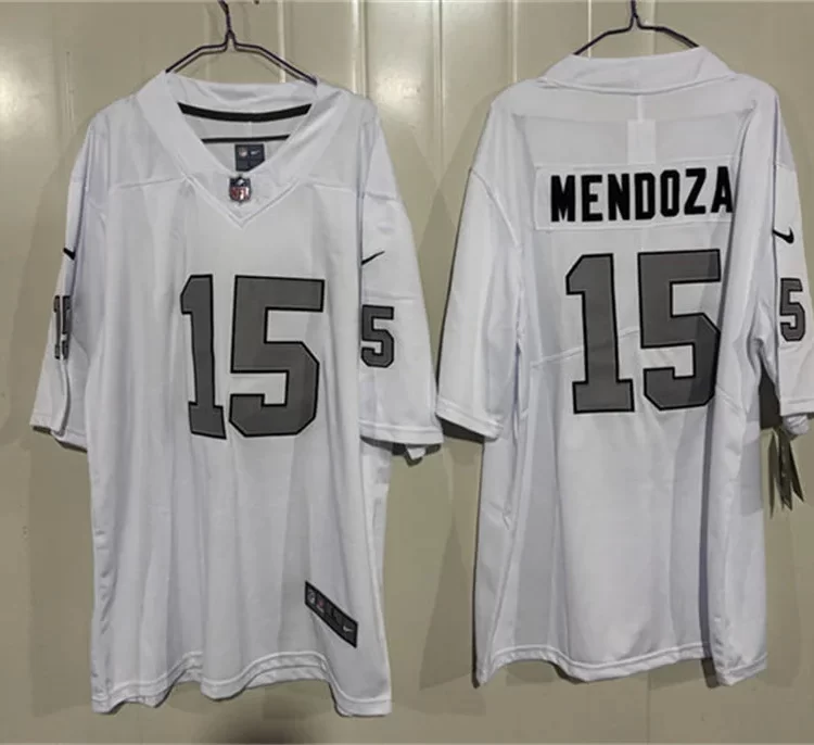 Men's Las Vegas Raiders #15 Fernando Mendoza Nike White Silver Alternate Vapor F.U.S.E. Limited Jersey