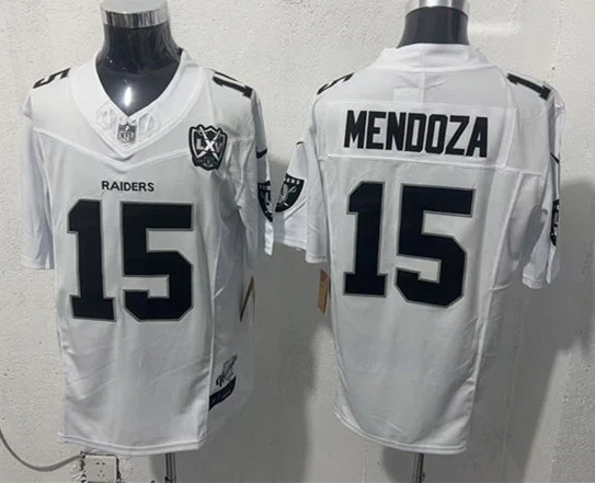 Men's Las Vegas Raiders #15 Fernando Mendoza White 65TH Anniversary Gratitude F.U.S.E. Limited Jersey