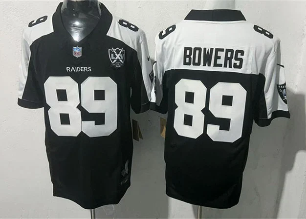 Men's Las Vegas Raiders #89 Brock Bowers Black White Gratitude F.U.S.E. Limited Jersey