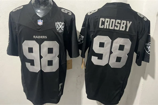 Men's Las Vegas Raiders #98 Maxx Crosby Black 65TH Anniversary Gratitude F.U.S.E. Limited Jersey